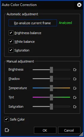 Edius Auto Color Correction tool with its five global sliders